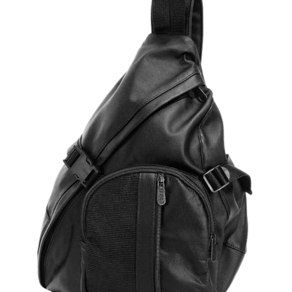 AmeriLeather APC Black Leather Sling Bag EUC Retail $140 - Picture 9 of 10